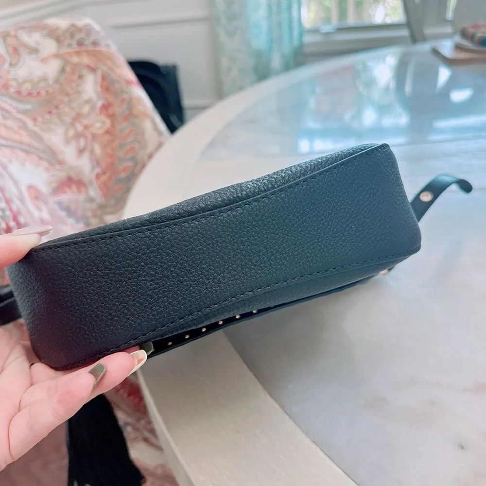 Michael Kors Brooklyn Medium Saddle Bag Leather Black/NWT - Picture 8 of 15